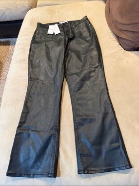 NWT Lilly Pulitzer Black Faux Leather Flare Pants